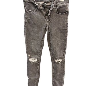 American Eagle Outfitters Charcoal Next Level Stretch Distressed Skinny Jeans